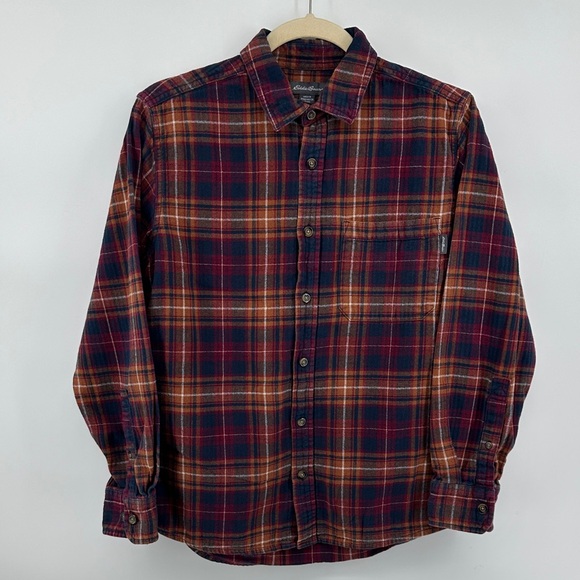 Eddie Bauer Other - Eddie Bauer Outdoor Timeless Men's Checkered Flannel Shirt Burgundy/Navy SzS